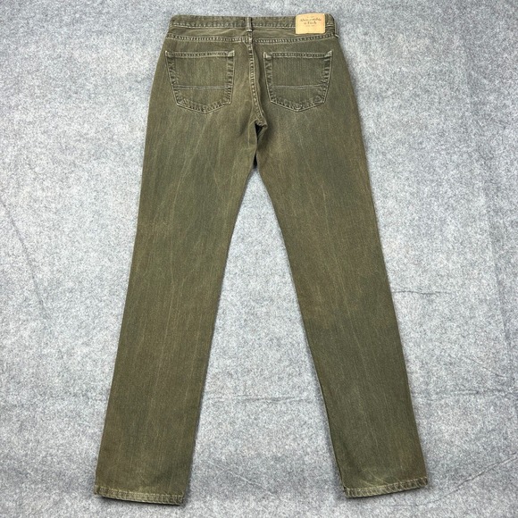Abercrombie Fitch Jeans Mens 32 x 34 Green Skinny Button Fly Cotton Denim Pants - Picture 7 of 14